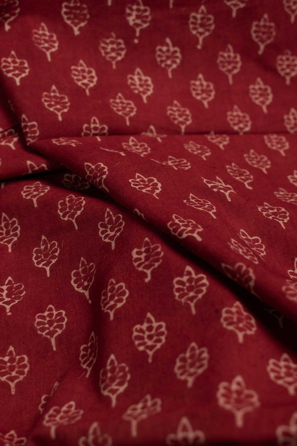 Maroon - Motifs Ajrak Cotton Fabric - 1.5m