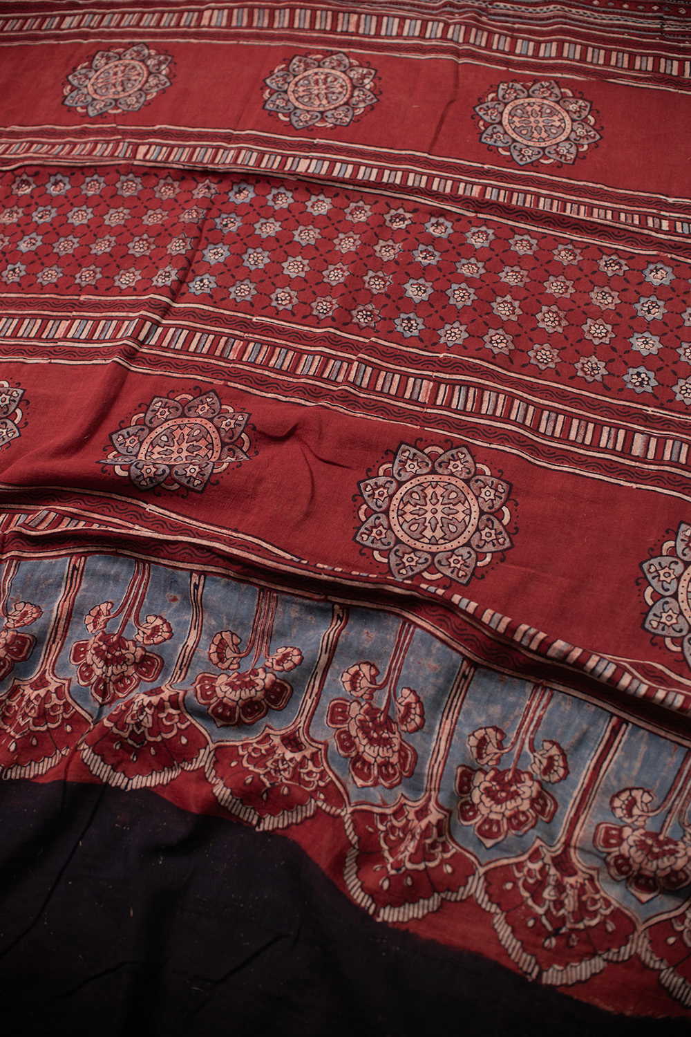 Ajrak Mul Cotton Saree - Matkatus 