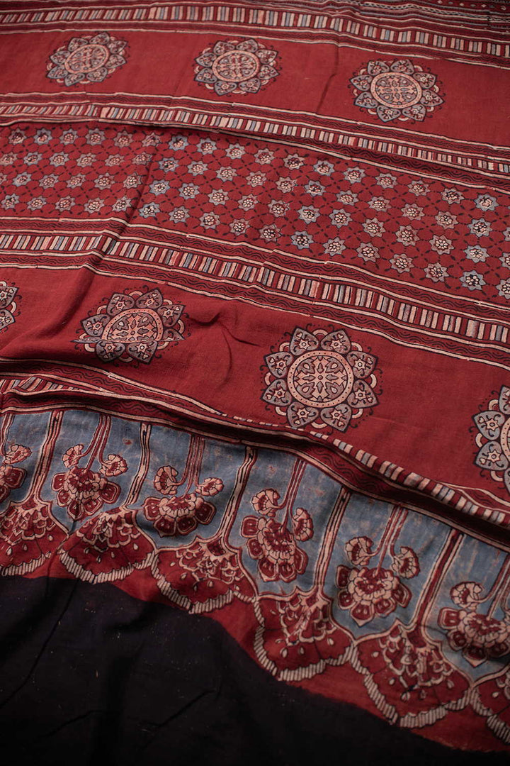 Ajrak Mul Cotton Saree - Matkatus 