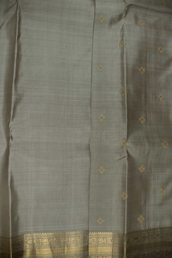 Zari Meena Butta on Grey Kanchipuram Silk saree