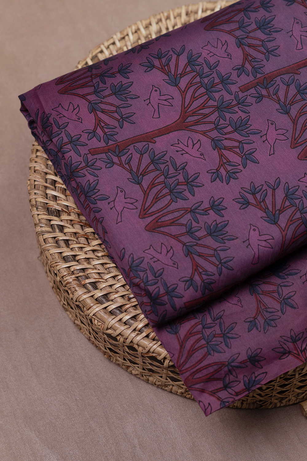 Block Printed Silk Cotton Fabric - Matkatus 