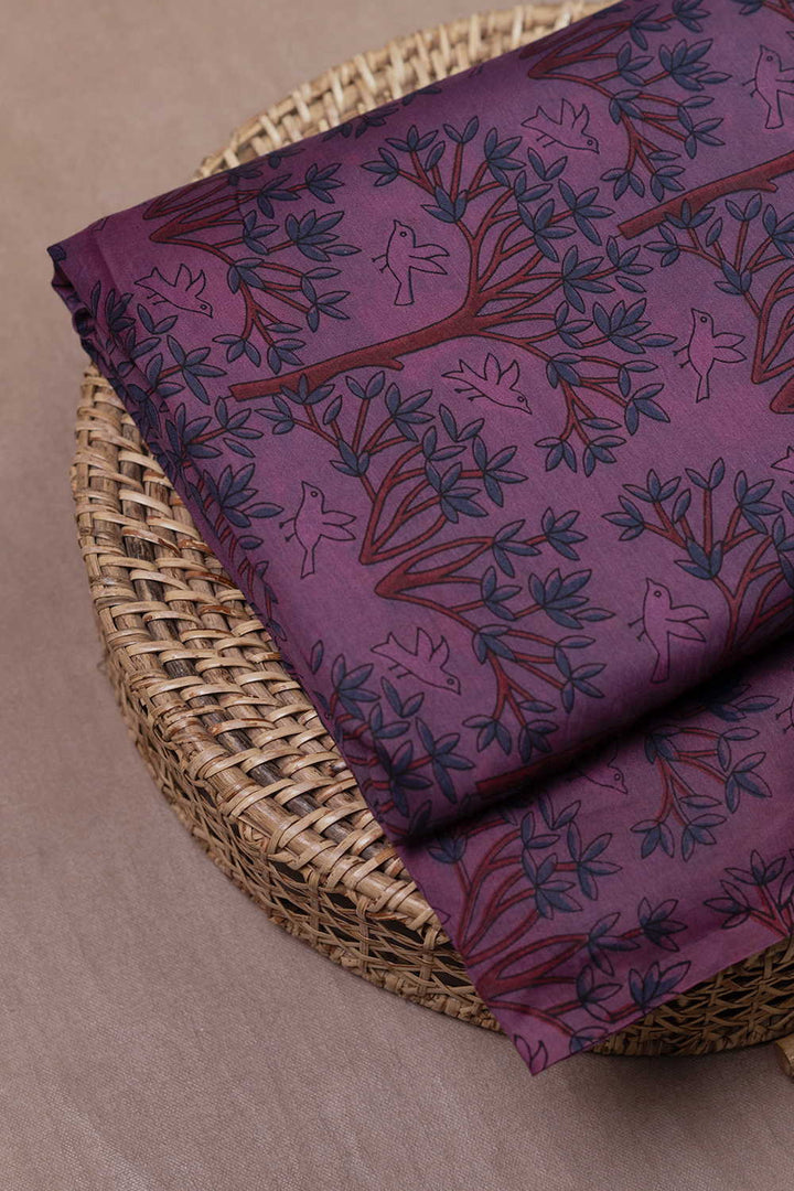 Block Printed Silk Cotton Fabric - Matkatus 