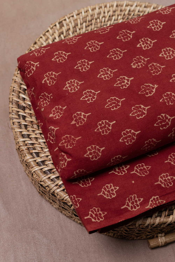 Maroon - Motifs Ajrak Cotton Fabric - 1.5m