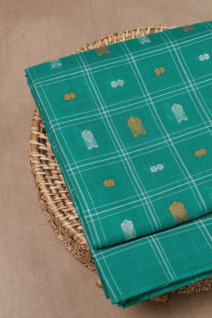 Checkered with Butta Orissa Ikat Cotton Fabric