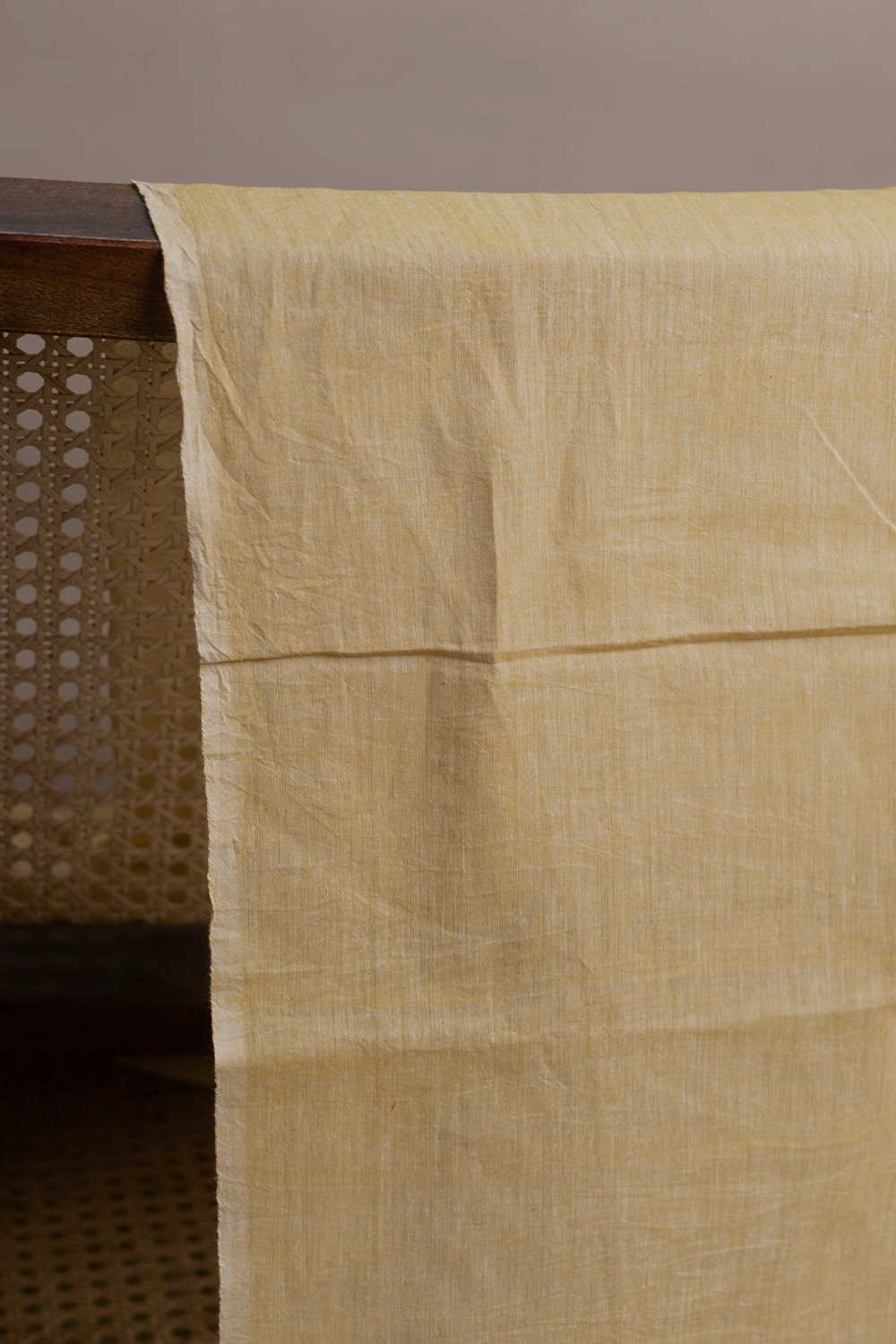 Tuscany Yellow Handwoven Mul Cotton Fabric - 1.3m
