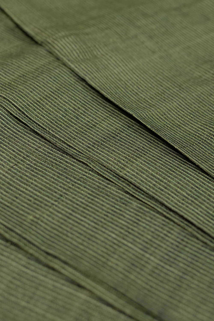 Pickle Green Handwoven Tussar Fabric - 1.6m