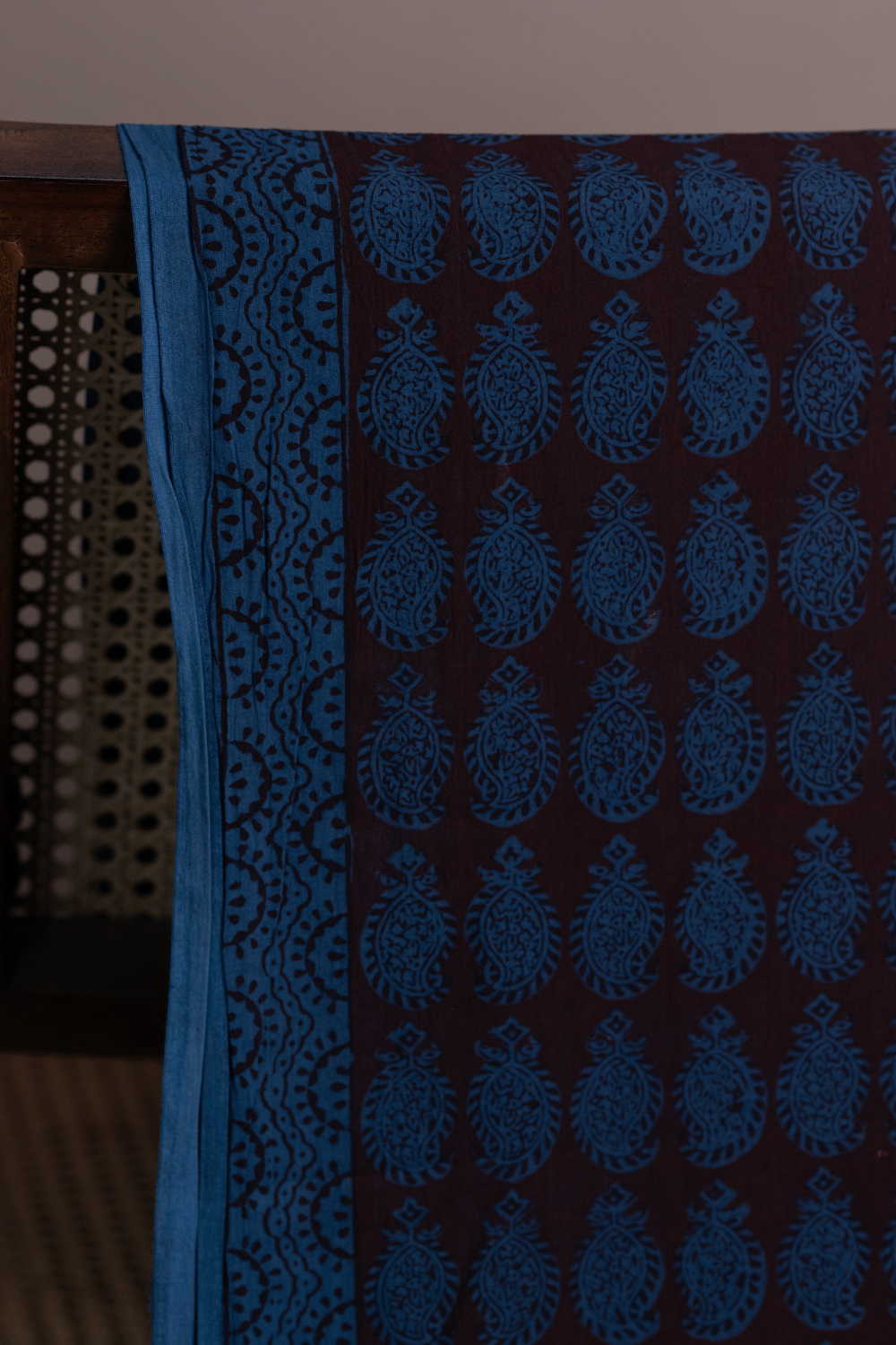 Deep Brown With Paisley Design Bagh Cotton Fabric