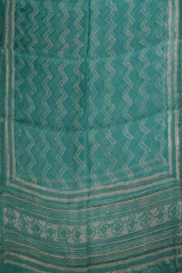 Chevron on Green Block Printed Kota Silk Dupatta