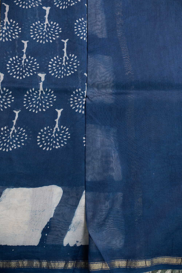 Block Printed Silk Cotton Saree - Matkatus 
