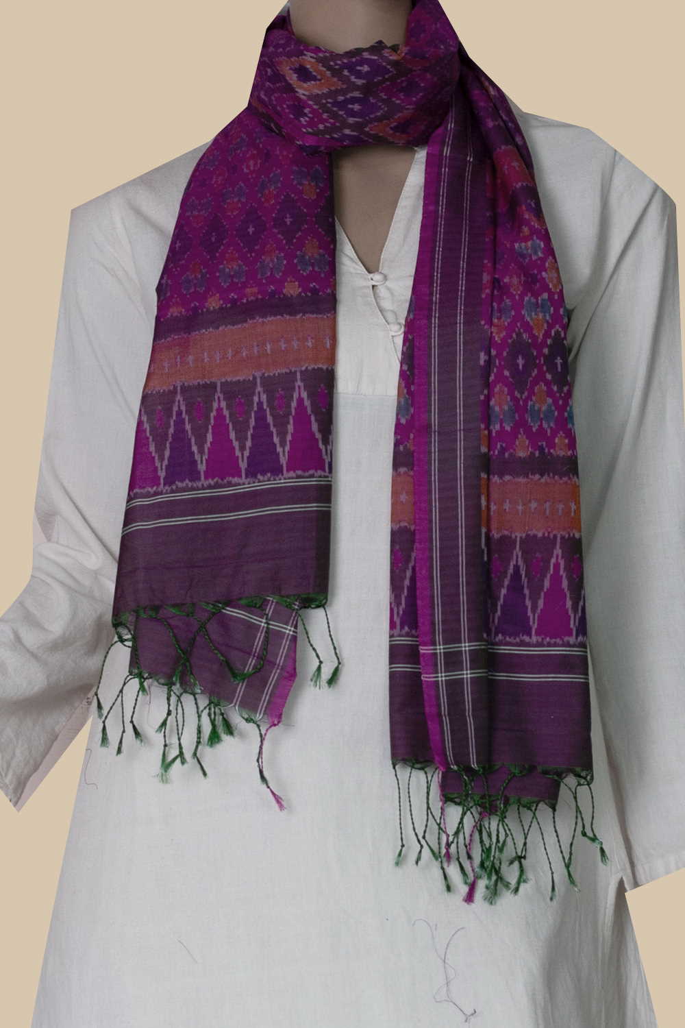Ikat Silk Cotton Stole - Matkatus 