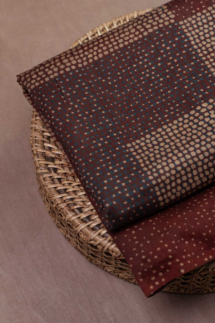 Block Printed Silk Cotton Fabric - Matkatus 