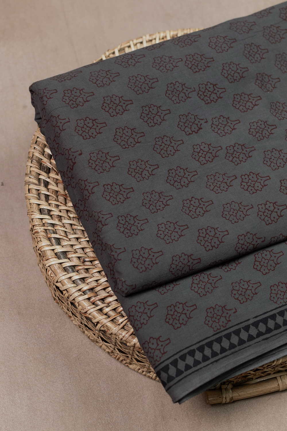 Grey Bagh Cotton Fabric
