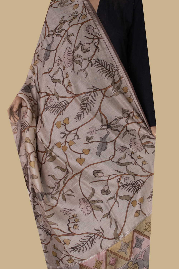 Painted Kalamkari Dupatta - Matkatus