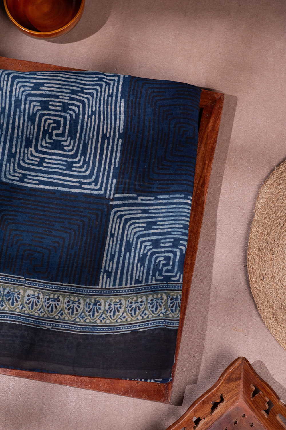 Ajrak Mul Cotton Saree - Matkatus 