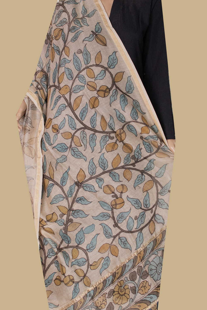 Painted Kalamkari Dupatta - Matkatus