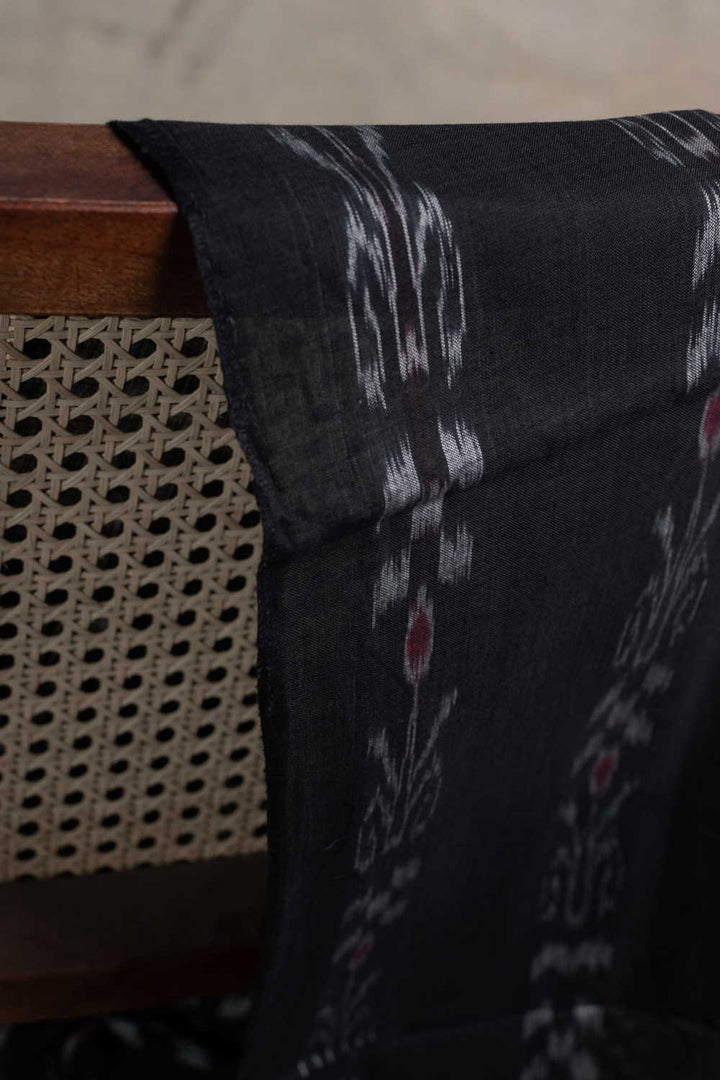 Pitch Black Orissa Ikat Cotton Fabric