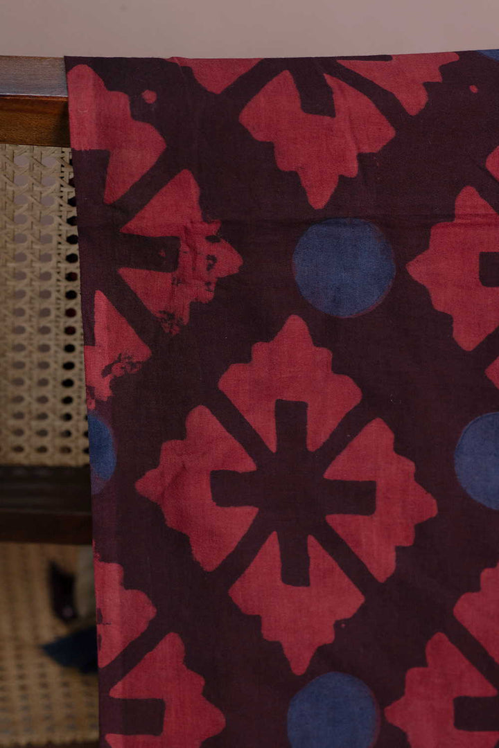 Maroon Patterned Ajrak Cotton Fabric