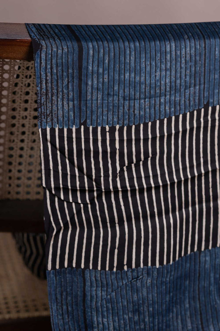 Stripe Patterned Ajrak Modal Silk Fabric - 0.6m