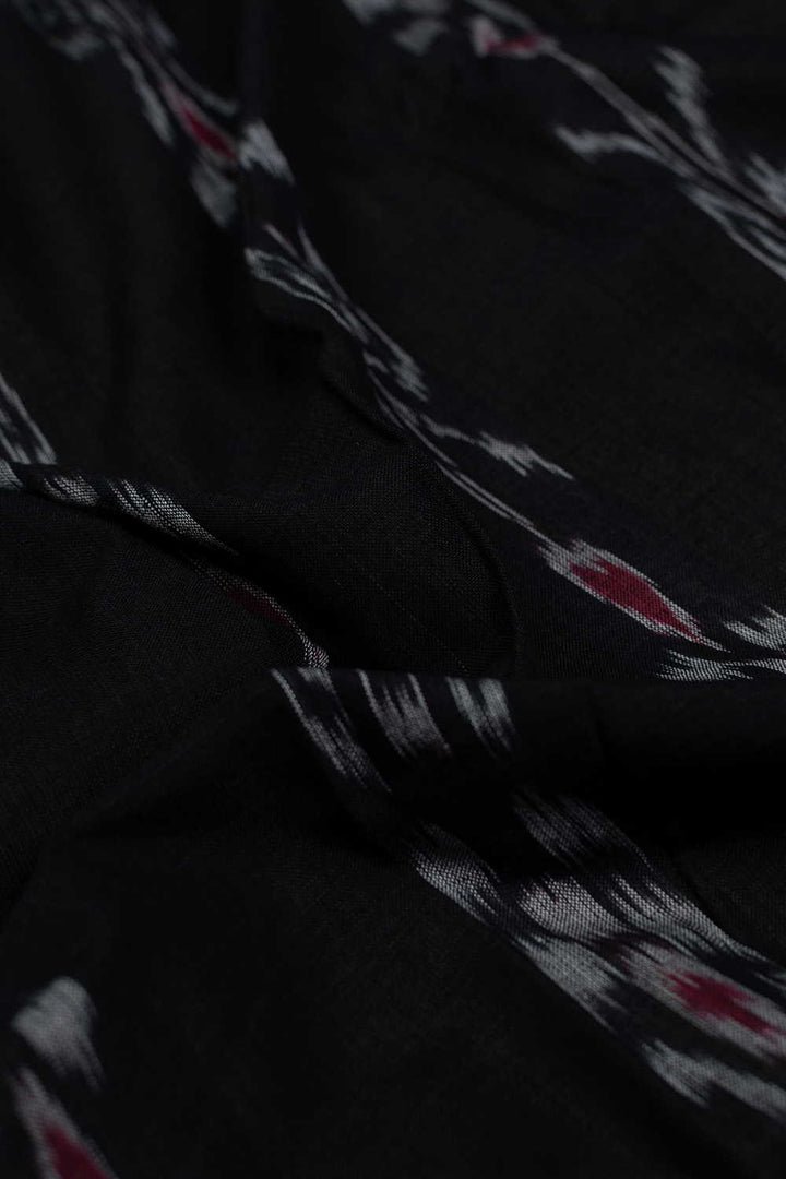 Pitch Black Orissa Ikat Cotton Fabric