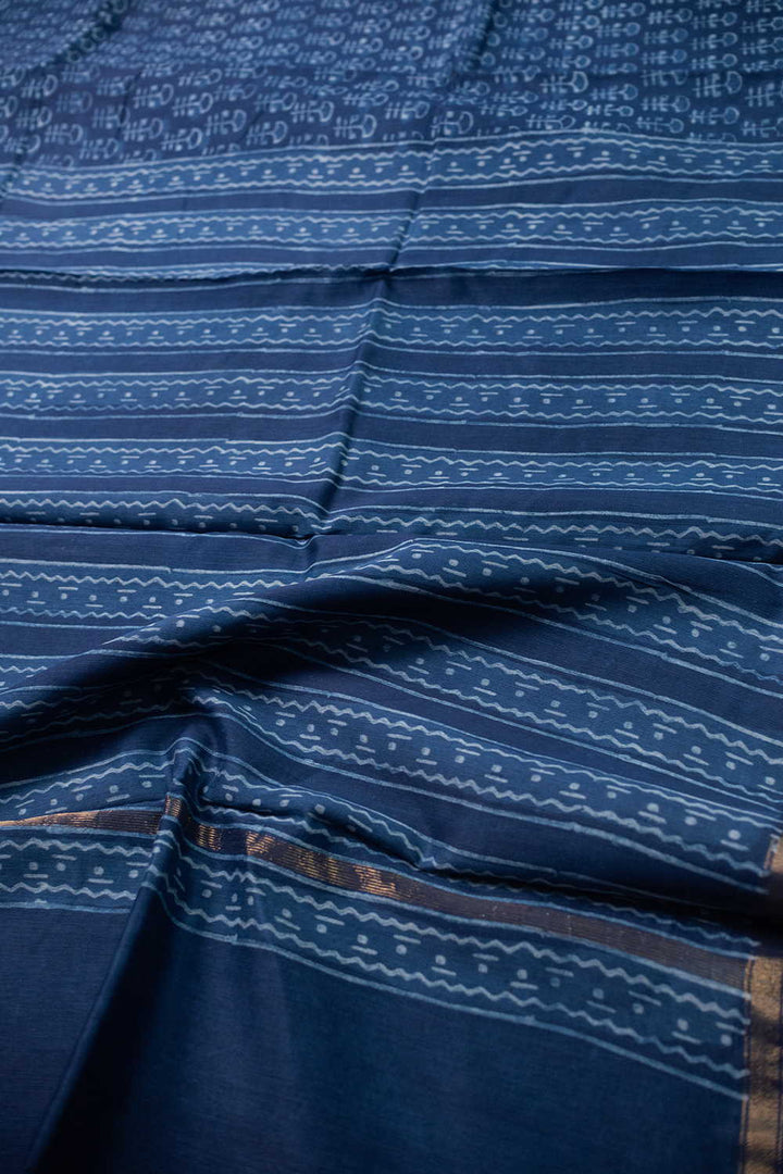 Block Printed Silk Cotton Saree - Matkatus 