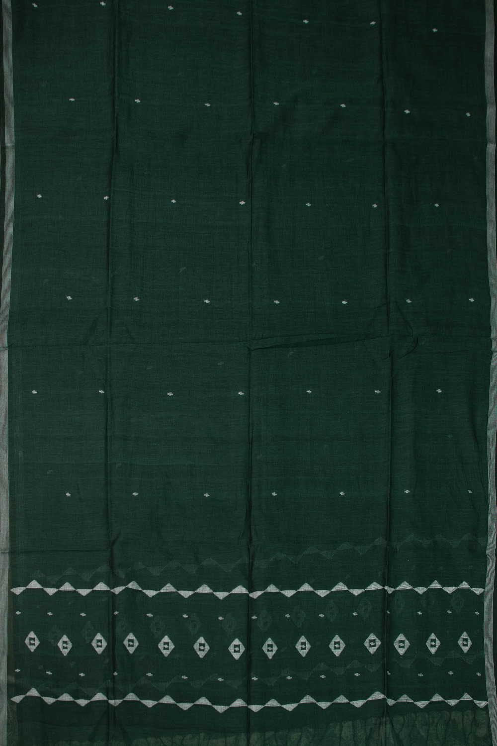 Deep Green Jamdani Cotton Dupatta