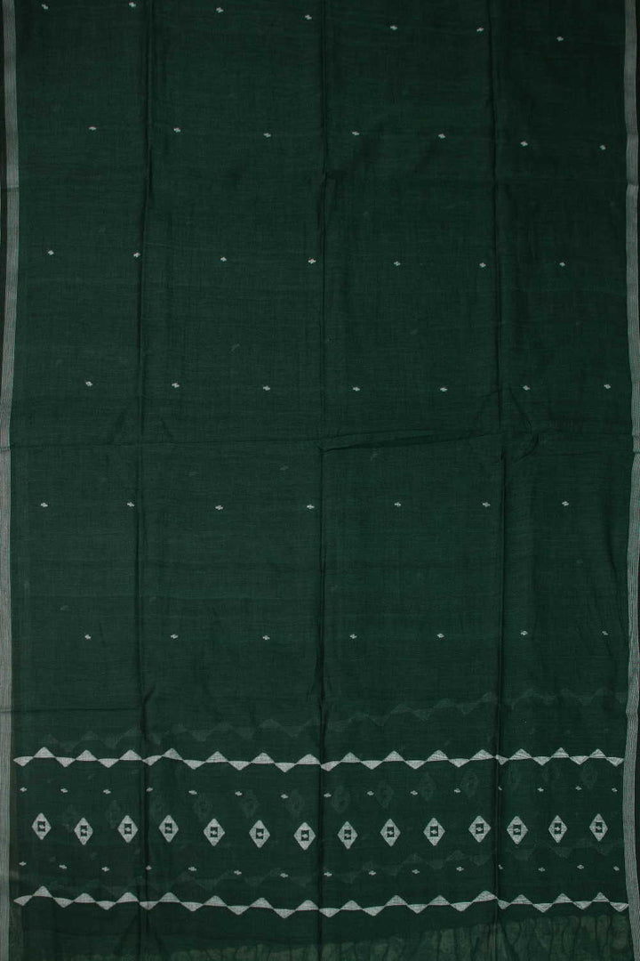 Deep Green Jamdani Cotton Dupatta