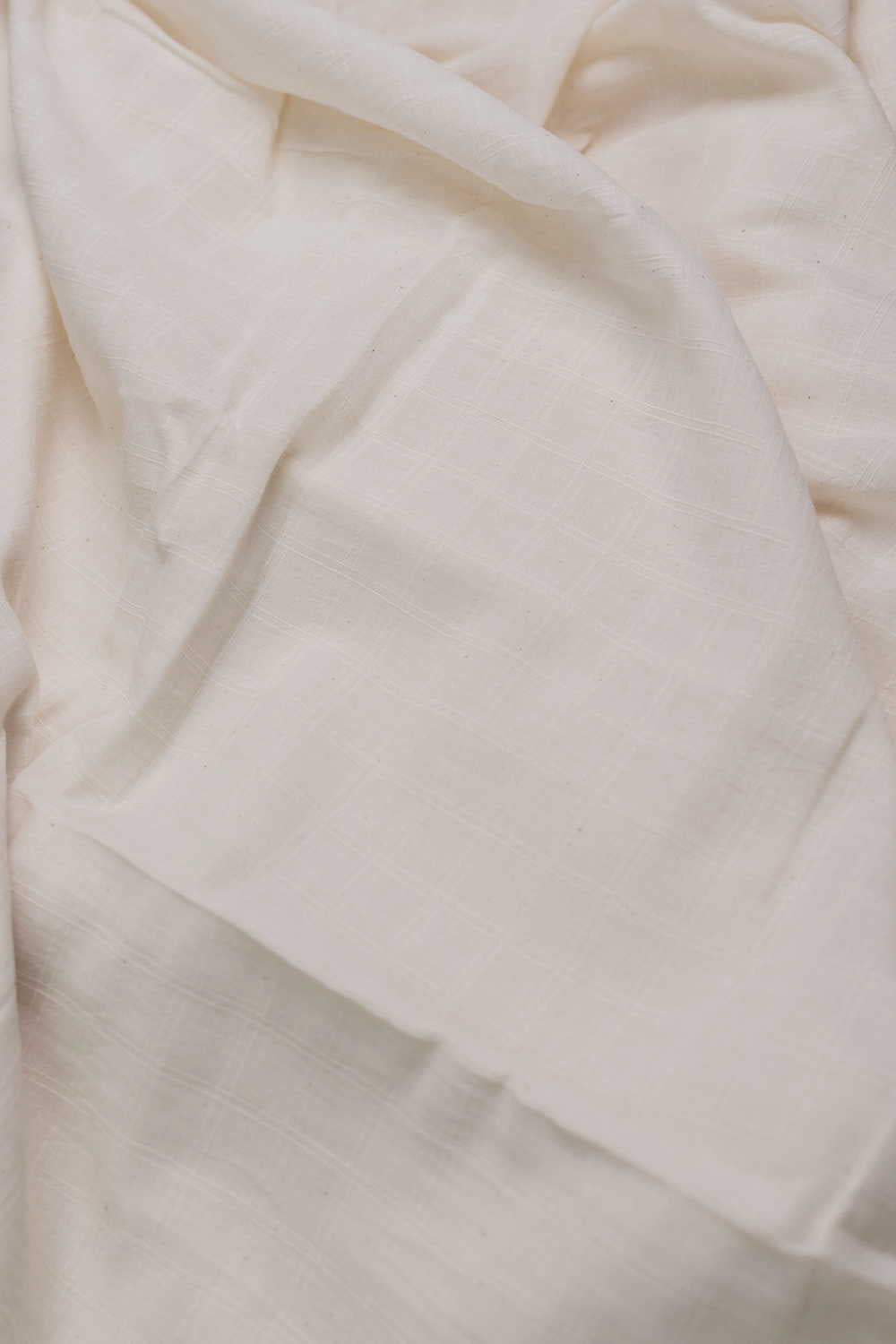 Off-White Grid Handwoven Cotton Fabric