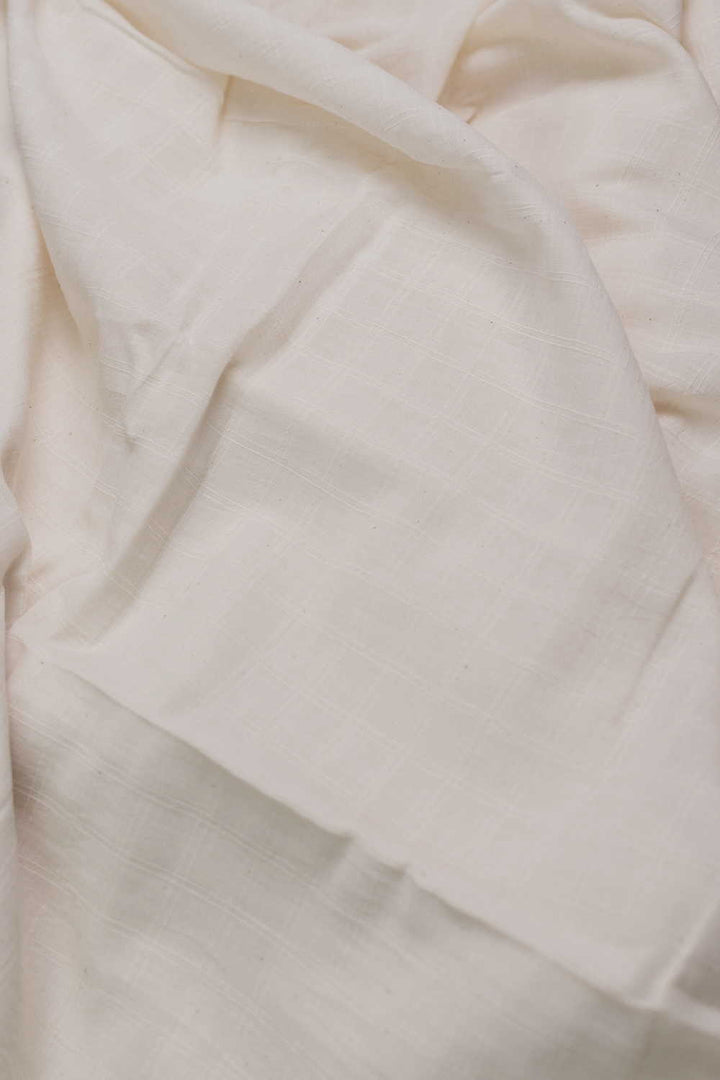 Off-White Grid Handwoven Cotton Fabric