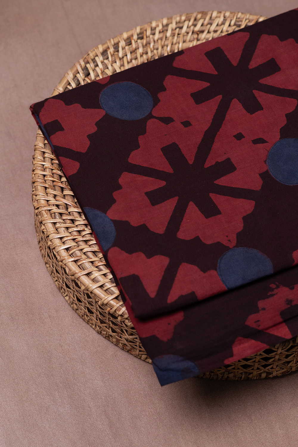 Maroon Patterned Ajrak Cotton Fabric