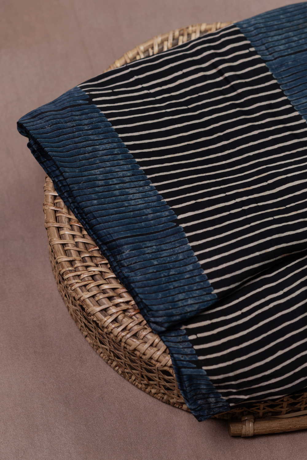 Stripe Patterned Ajrak Modal Silk Fabric - 0.6m