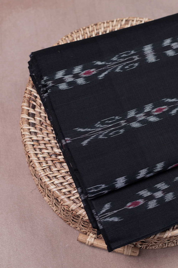 Pitch Black Orissa Ikat Cotton Fabric