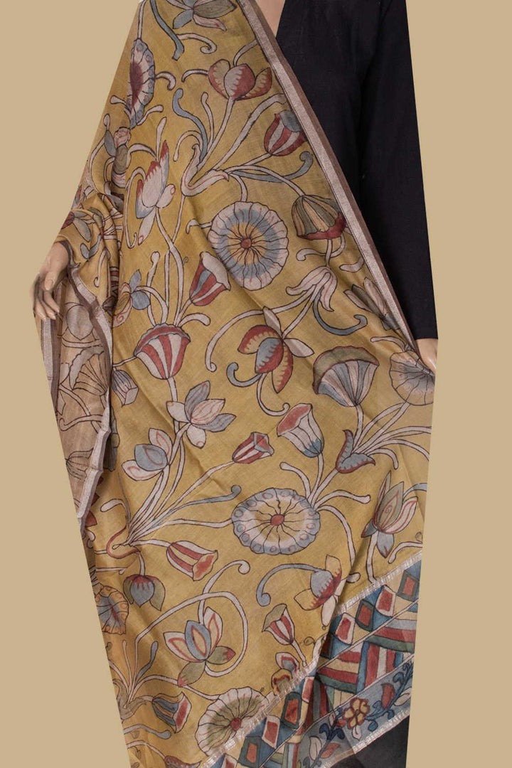 Painted Kalamkari Dupatta - Matkatus