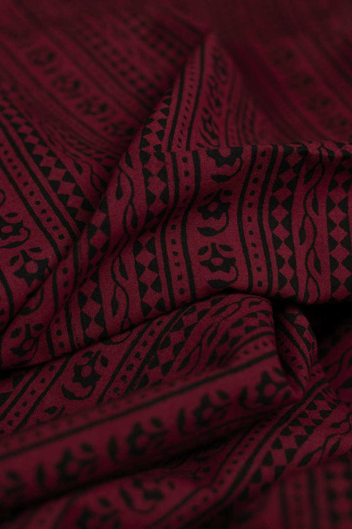 Stripe Pattern on Maroon Bagh Cotton Fabric