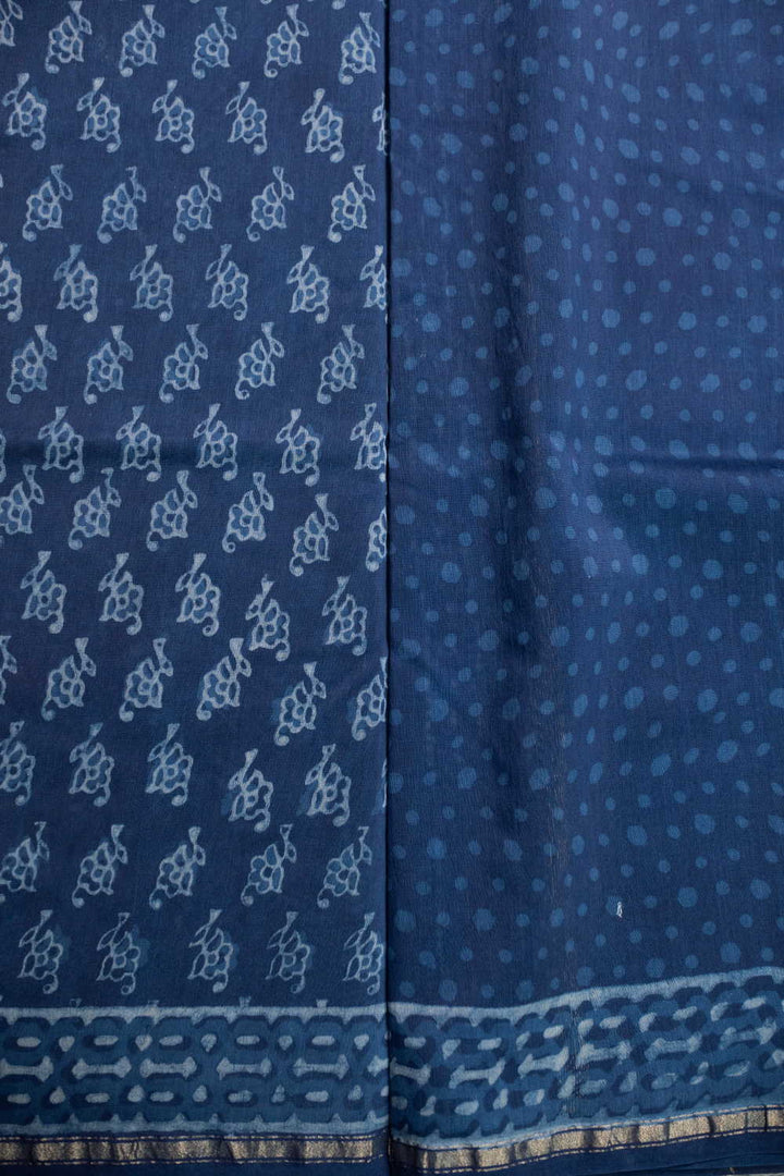 Block Printed Silk Cotton Saree - Matkatus 