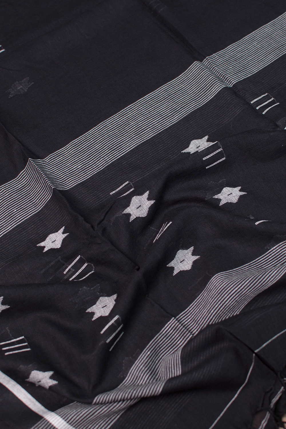 Pitch Black Jamdani Cotton Dupatta