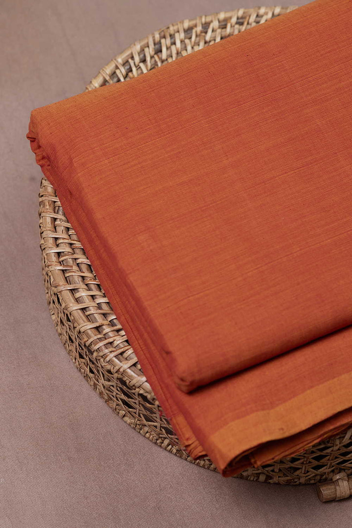 Dark Orange Mangalagiri Cotton Fabric
