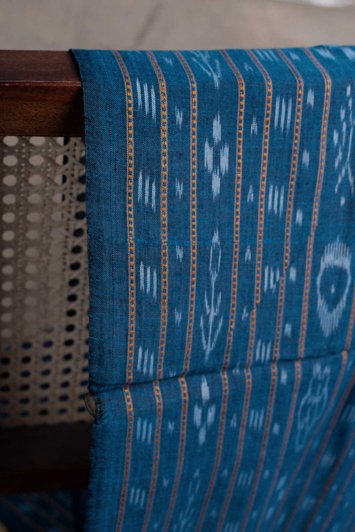 Dark Blue Orissa Ikat Cotton Fabric