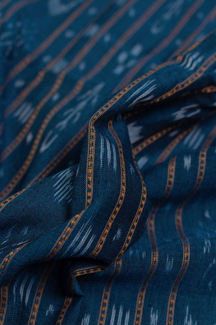 Dark Blue Orissa Ikat Cotton Fabric
