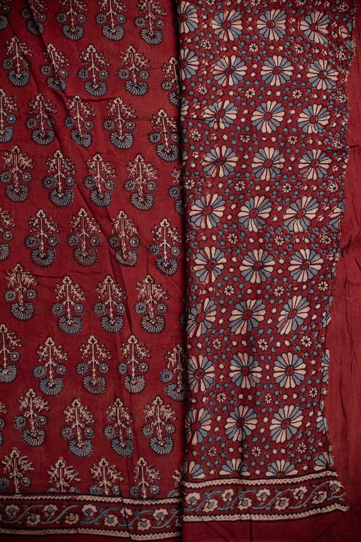 Ajrak Mul Cotton Saree - Matkatus 