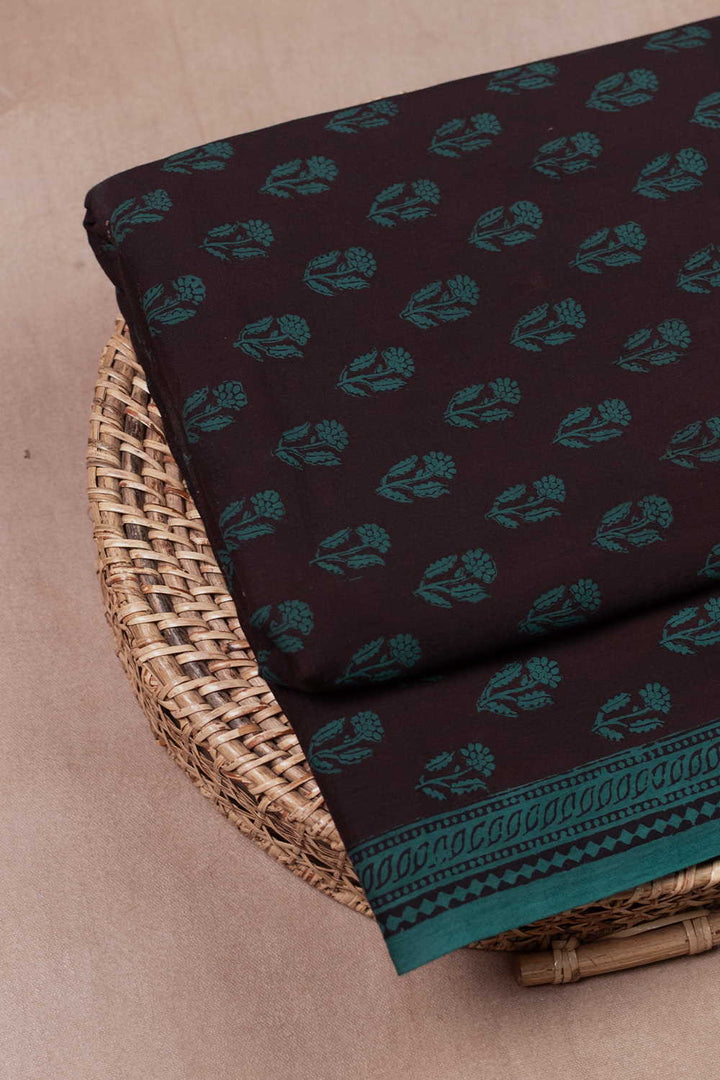 Green with Tri Floral Bagh Cotton Fabric- 0.6M