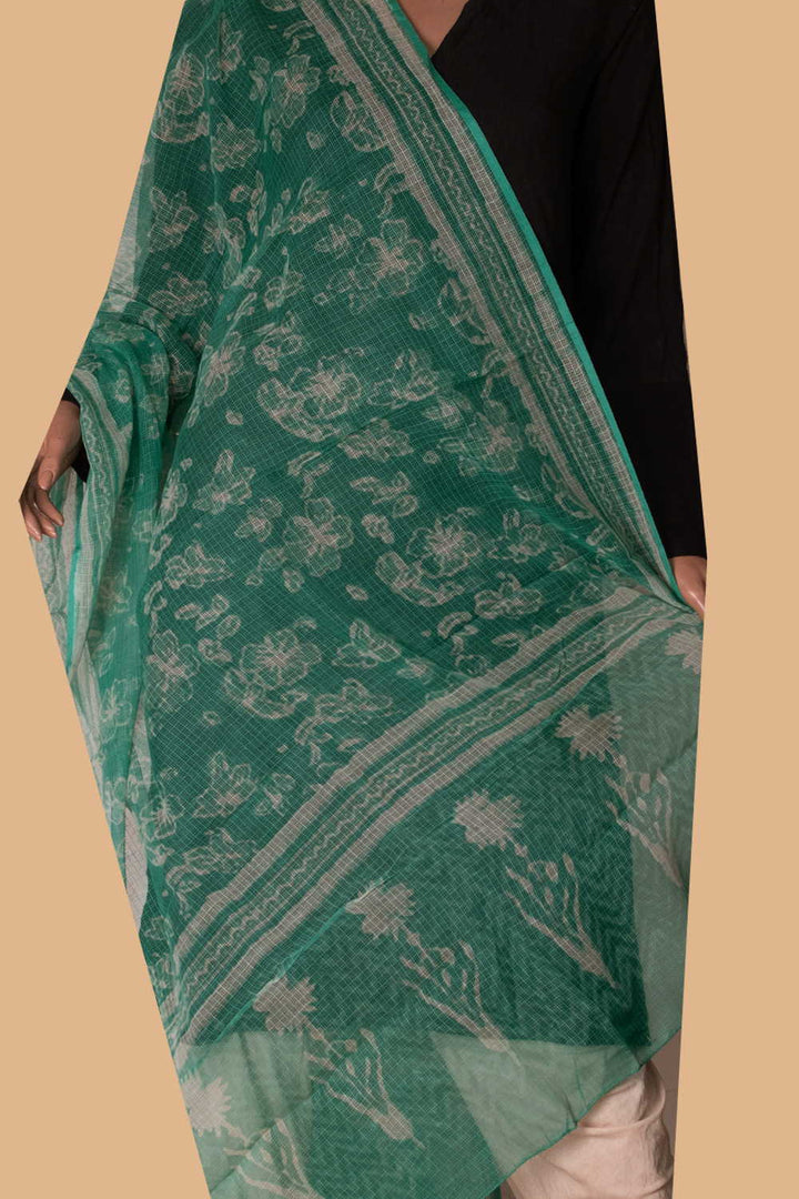 Floral Design Block Printed Kota Cotton Dupatta