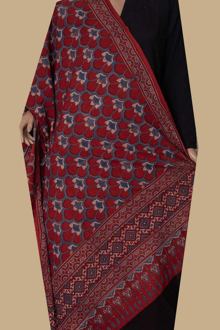 Ajrak Cotton Dupatta - Matkatus 