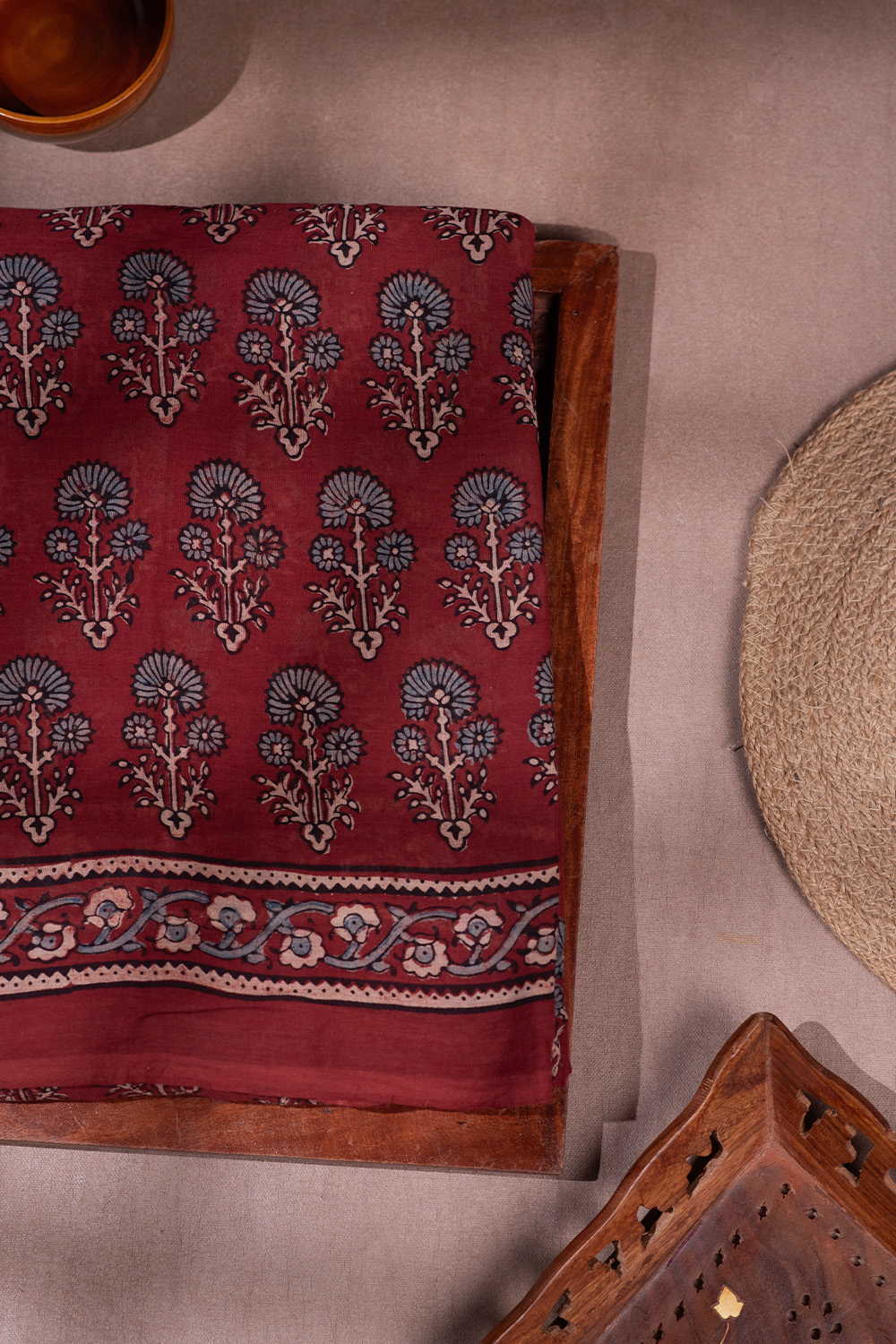 Ajrak Mul Cotton Saree - Matkatus 