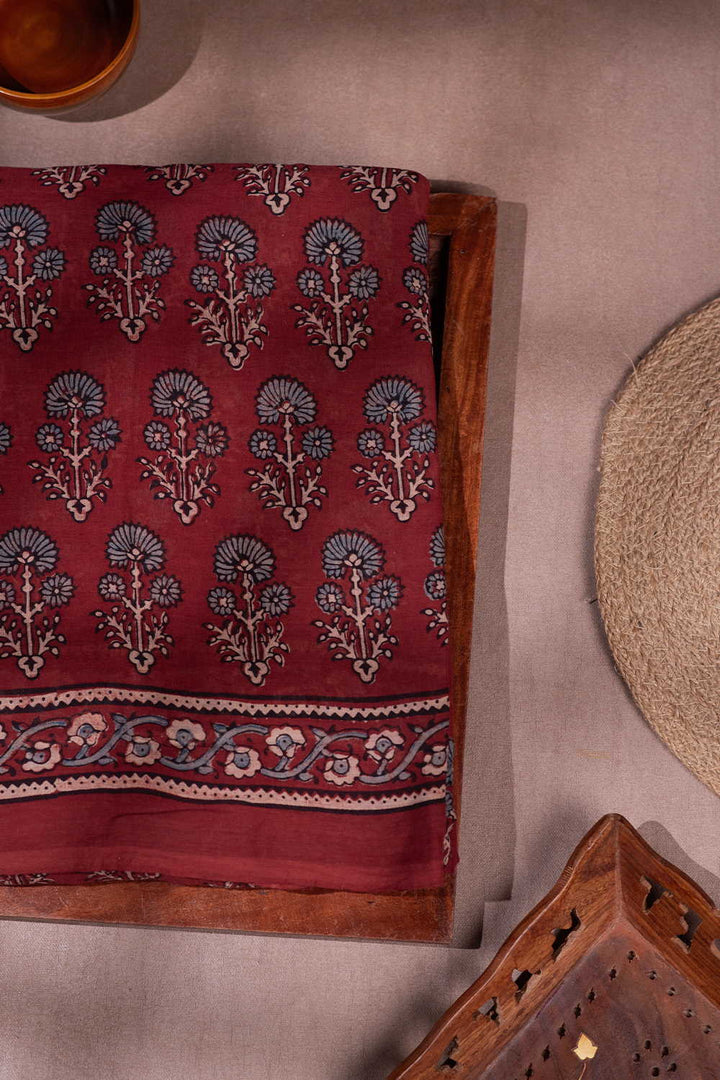 Ajrak Mul Cotton Saree - Matkatus 