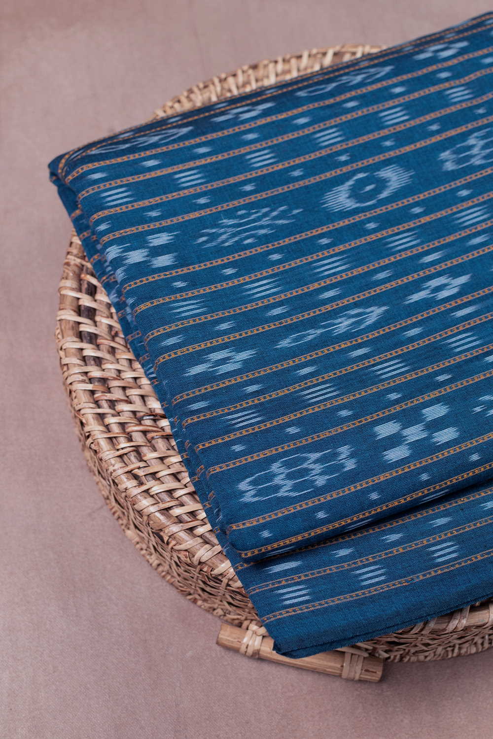 Dark Blue Orissa Ikat Cotton Fabric