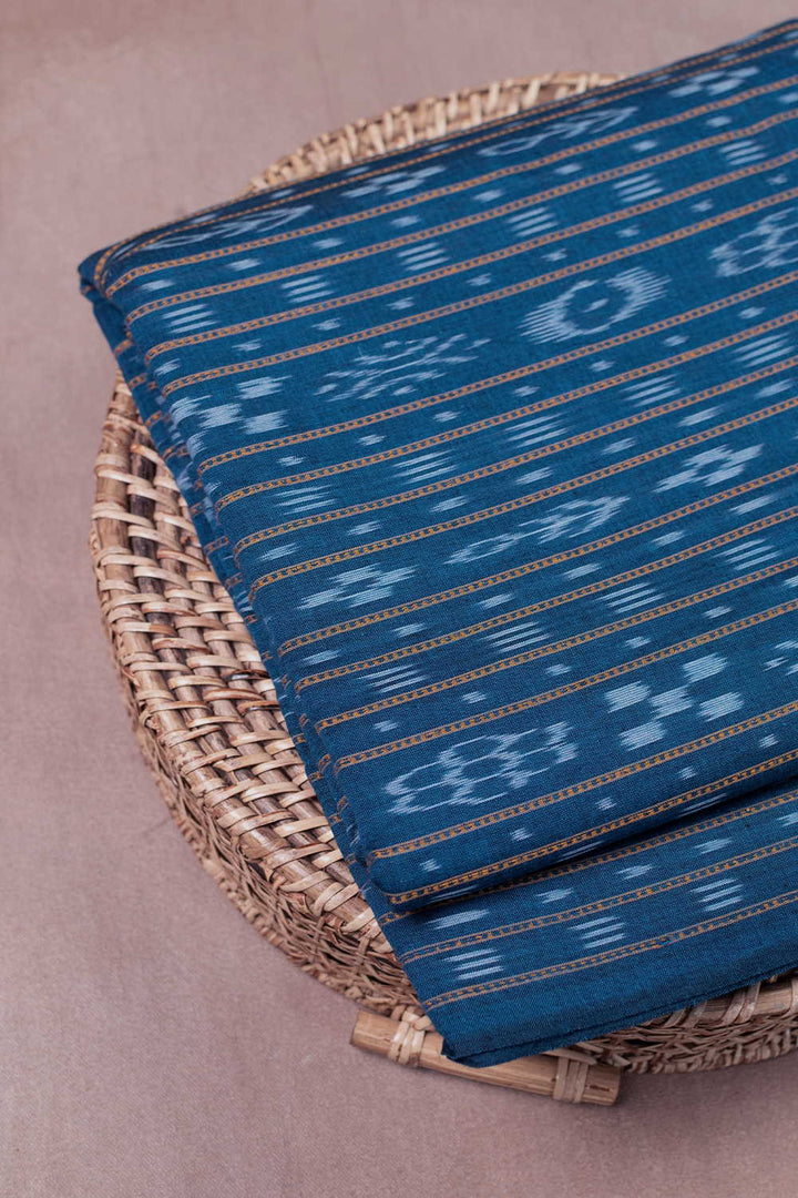 Dark Blue Orissa Ikat Cotton Fabric