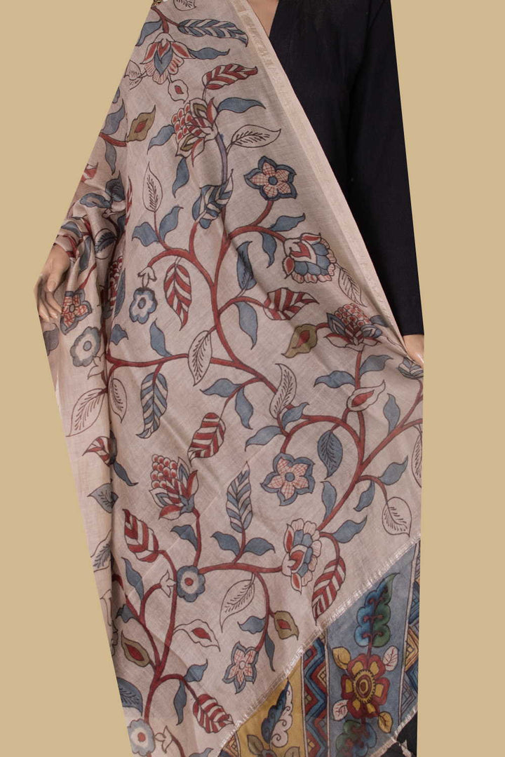 Painted Kalamkari Dupatta - Matkatus