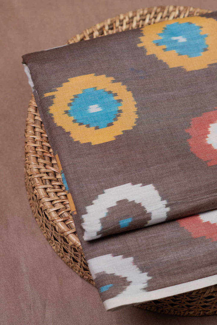 Taupe Brown Shaded Ikat Cotton Fabric