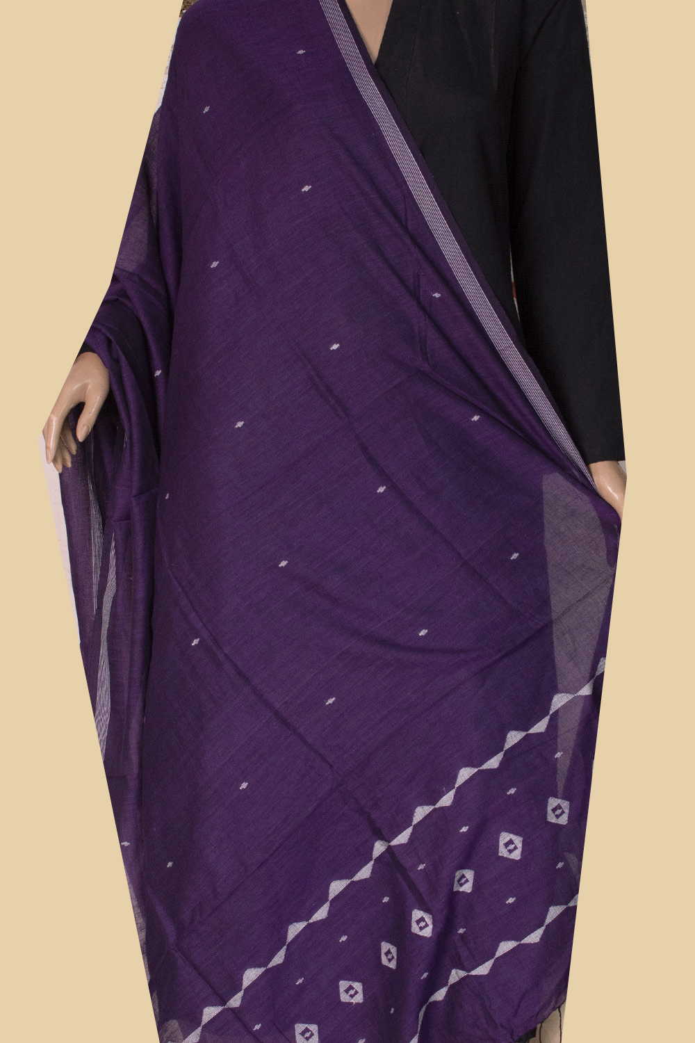 Poppy Purple Jamdani Cotton Dupatta