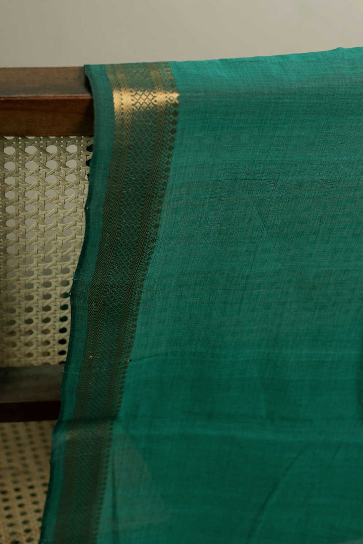 Green with Border Mangalagiri Cotton Fabric